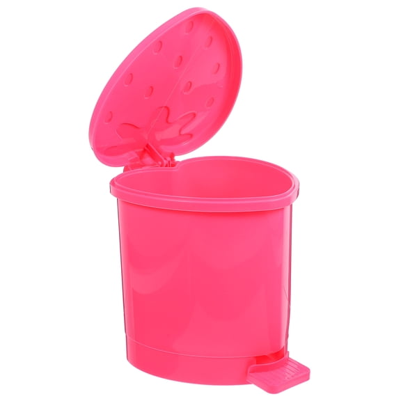 STOBOK Plastic Swing Trash Can with Lid Pink Fingerprint Resistant for Home Kitchen