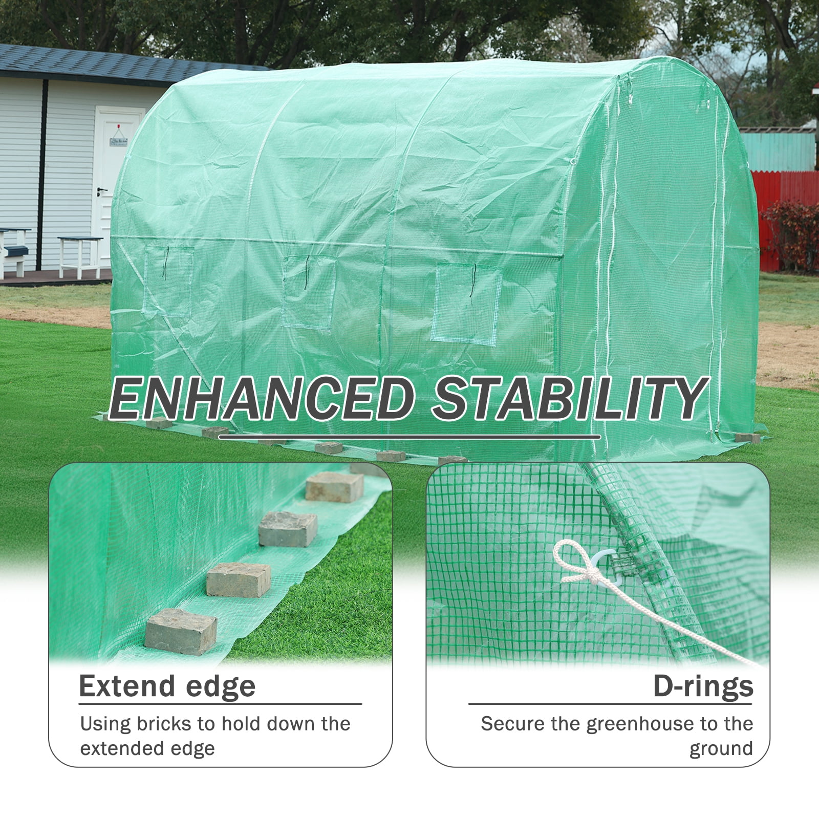 Aoodor Walk-in Tunnel Greenhouse Replacement Cover 10'X7'X7' Large Outdoor Plant Gardening Greenhouse Spare Parts Cover (Frame NOT Included)