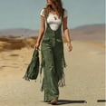 thumbnail image 4 of BLVB Vintage Overalls for Women Tassel Wide Leg Bib Pants Women Adjustable Romper Jumpsuit with Pockets, 4 of 7