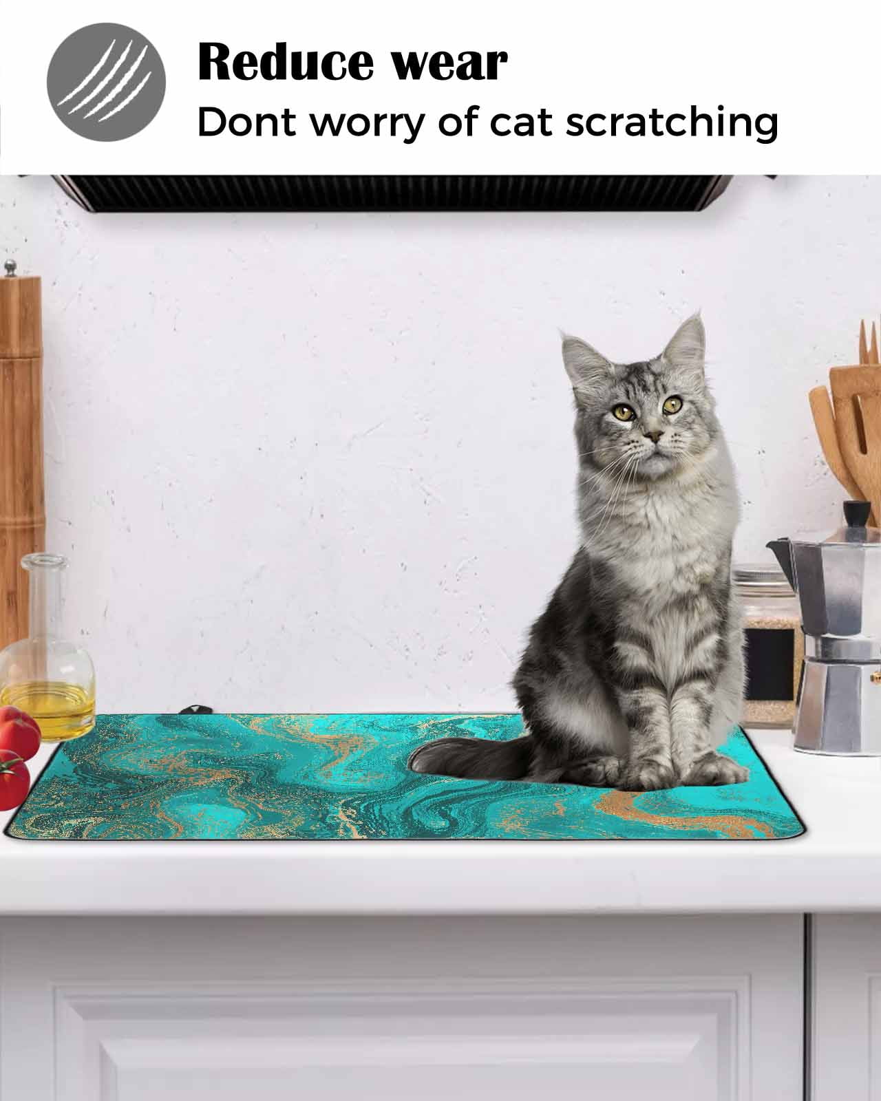 nqOlkjepod Large Induction Cooktop Protector Mat 24"x21", Turquoise Marble Stove Top Covers for Electric Stove, Farmhouse Modern Abstract Aesthetic Stove Burner Cover Mats, Glass Top Stove Cover
