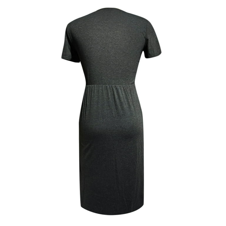 Solid Slim Dress Neck Color Daily Casual Maxi Side Women's Round Pocket Buttons Women's Dress Buttons Women's Dress for Women Casual Beach with Sleeves Button Front Dress Dresses for Women Long Sleeve - Solid Slim Dress Neck Color Daily Casual Maxi Side Women's Round Pocket Buttons Women's Dress Buttons Women's Dress for Women Casual Beach with Sleeves Button Front Dress Dresses for Women Long Sleeve -