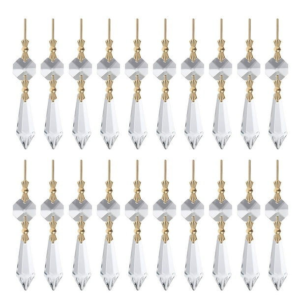 Colgantes de prismas de cristal para araña de 20 piezas, adorno de prisma de carámbano, accesorios de diamantes de imitación, colgante de gotas para automóviles, atrapamoscas