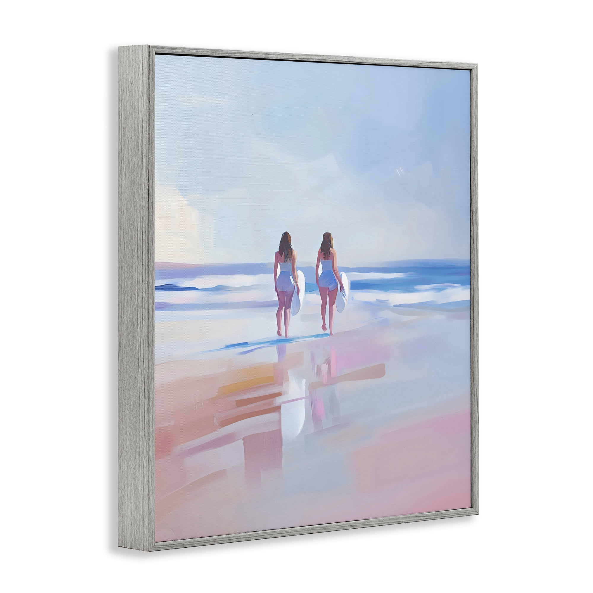 Stupell Industries Heading To Surf at Dawn Gray Framed Giclee Art, design by The Prints Vibe
