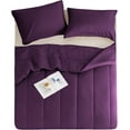 thumbnail image 4 of 5 Piece Luxury Thicker Pattern Comforter Set, 800 TC, 100% Egyptian Cotton, Super King Size Plum Solid Color, 4 of 6