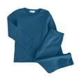 thumbnail image 4 of Pandaie Toddler Kids Solid Thermal Underwear Set Long Sleeve Base Layer Top Elastic Skinny Leggings Warm Loungewear Sleepwear Blue,2-3 Years, 4 of 5