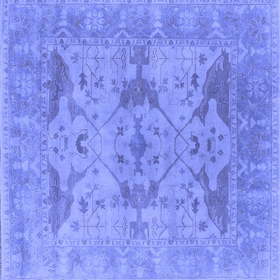 Ahgly Company Machine Washable Indoor Square Oriental Blue Industrial Area Rugs, 6' Square