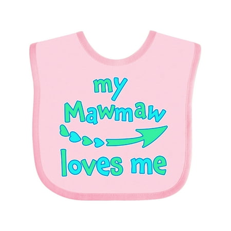 

Inktastic My Mawmaw Loves Me- blue and green arrow hearts Boys or Girls Baby Bib