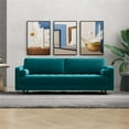 thumbnail image 2 of Desmond Mid Century Modern Tufted Cushion Back Turquoise Velvet Living Room Sofa, 2 of 6