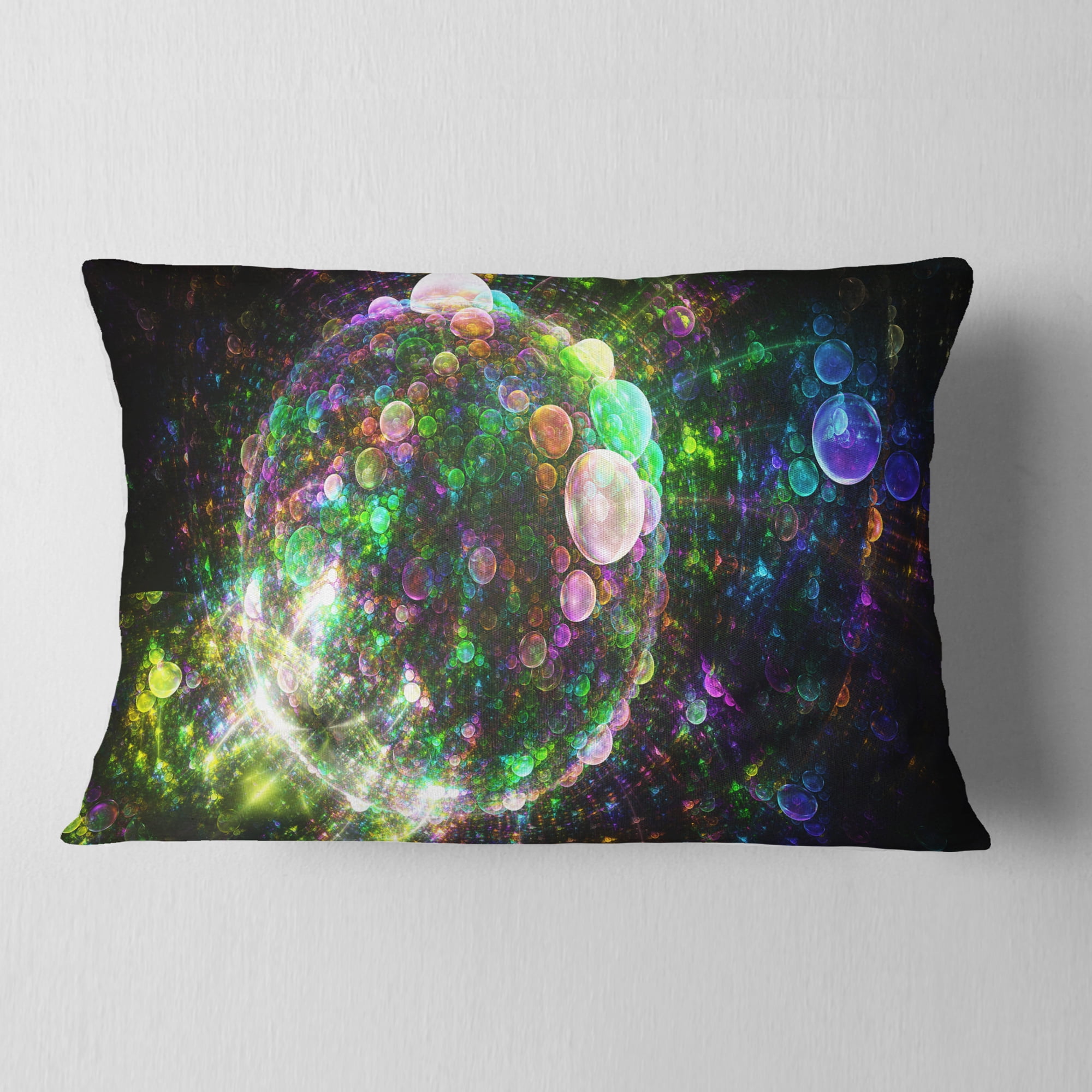 Designart Multi Color Spherical Planet Bubbles - Abstract Throw Pillow - 12x20