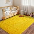 thumbnail image 4 of Janvonne Fluffy Area Rugs for Bedroom,4x6ft Soft Shaggy Bedside Rug, Indoor Floor Carpet for Kids, Dorms, Nursery Rooms, Home Decor Aesthetic,Bright Yellow, 4 of 8