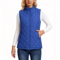 thumbnail image 4 of Wovilon Women's Diamond Quilted Puffer Vest Stand Collar Full Zip Sleeveless Lightweight Lined Outerwear with Pockets Casual Fall Winter, 4 of 6