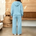 thumbnail image 5 of Szluipve 2 Piece Sets for Women Full Zip‑Up Hoodie 2 Piece Tracksuit Set Drawstring Zip Hooded Jacket & Elastic Waist Wide Leg Pants Casual Loungewear Outfit with Side Pockets Light Blue L, 5 of 6
