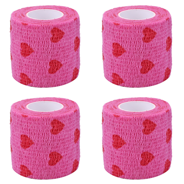 Rollos de corazón Vendajes Prácticas cintas elásticas para heridas para mascotas Animal (M) Rosa Rojo Rojo