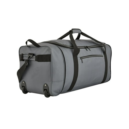 Protégé 32" Large Collapsible Rolling Duffel for Travel, Gray