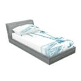 thumbnail image 2 of Ambesonne Tropical Fitted Sheet & Pillow Sham Set, Palm Trees at Beach, Twin, Blue White, 2 of 2