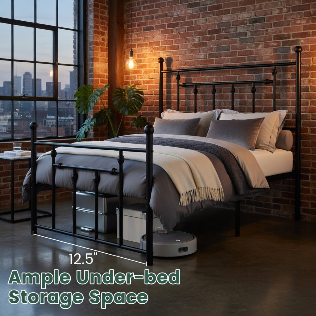 Barara King Bedroom Bed Frame, Bed Platform Frame,Full/Queen/Twin Size Heavy-duty Metal Bed Frame with Headboard-Full Size