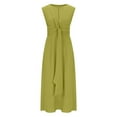 thumbnail image 6 of Htigea Women Summer Work Dress Elegant Sleeveless Tie Waist Midi Dresses with Pockets Party Solid Color Cocktail A Line Dresses Mint Green,XL, 6 of 8