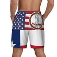 thumbnail image 2 of Mens Virginia Texas Flag Swimming Trunks with Compression Liner Beach Quick Dry Swim Shorts, 2 of 6