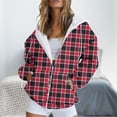 thumbnail image 2 of VISALY Fashion Hoodies Sweatshirts Zip Up Hoodie Fleece Hoodie Plaid Printed Casual Hoodies with Pocket Long Sleeve Cute Sweatshirt Jacket Coat Trendy Tops Comfortable Soft Tops Thick Hoodies W L, 2 of 4