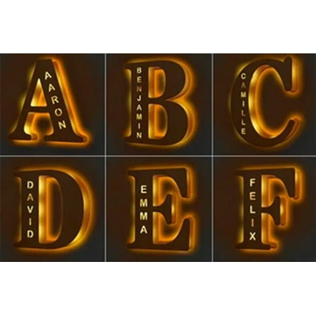 

Livesture Custom Wooden Engraved USB LED Night Light 24 Letter Bedroom Home Decoration Birthday Gift for Friend Decorative Wall Lamp X style