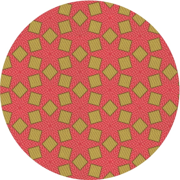 Ahgly Company Machine Washable Indoor Round Transitional Red Area Rugs, 8' Round