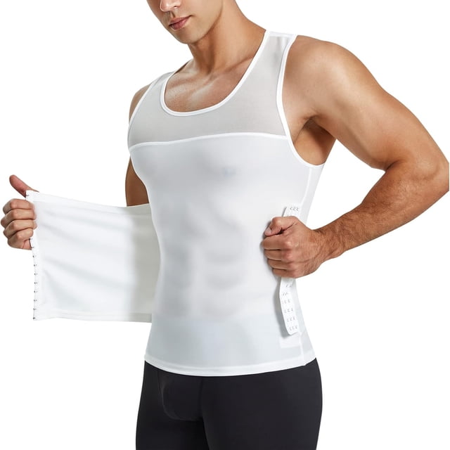 Camisas de compresión para hombre, molderas en el pecho, control del abdomen y adelgazantes, playera sin mangas