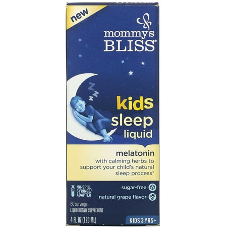 Mommy's Bliss Kids Sleep Liquid, Melatonin, Kids 3 Yrs +, Natural Grape, 4 fl oz (120 ml)