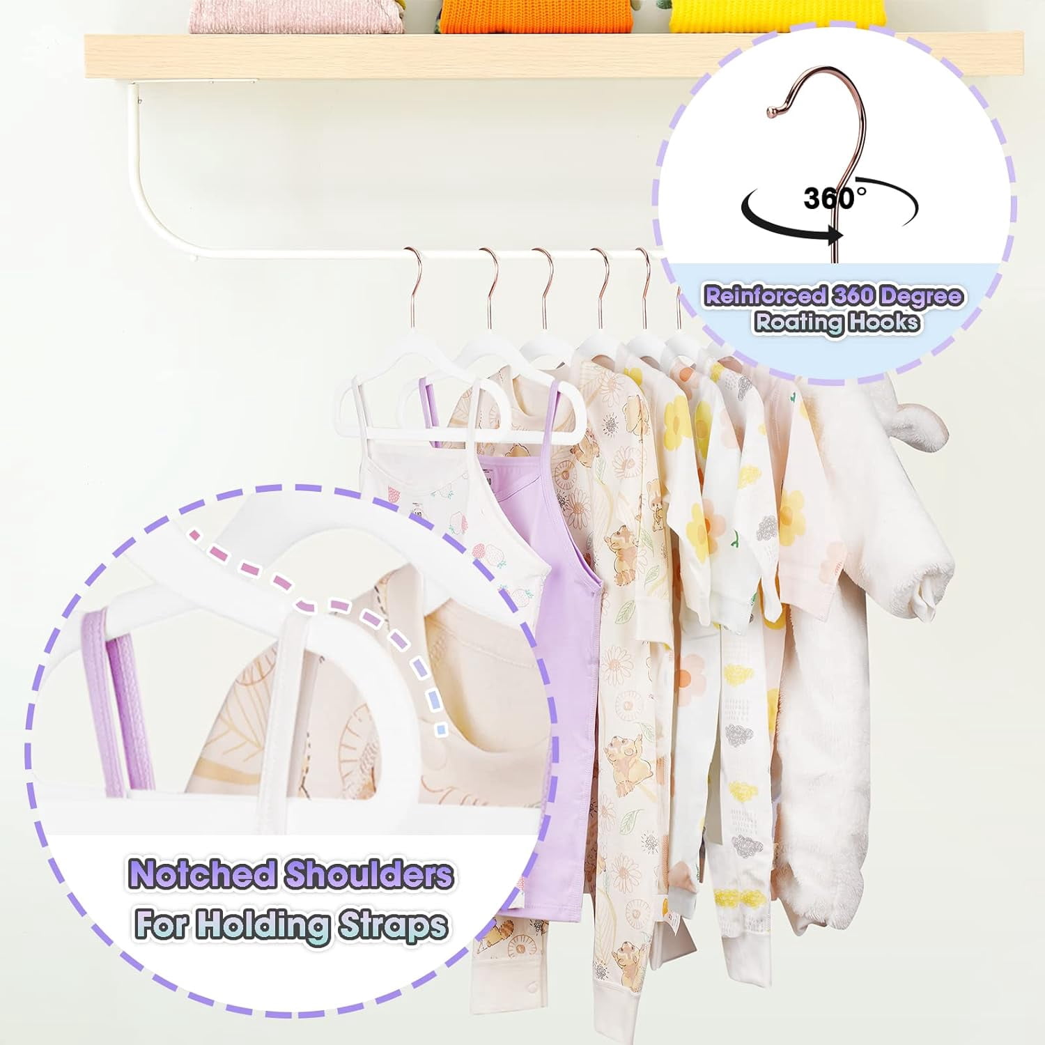 Baby Hangers Velvet 20 Pack-14 Inch, Baby Clothes Hangers Non Slip, Baby Hangers for Closet, Sturdy Infant/Toddler Hangers White Hangers