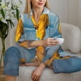 thumbnail image 6 of Honeii Monk Walking On Water Print Women's Pajama Sets Long Sleeve Button Down Sleepwear Nightwear Soft Pjs Lounge Sets 2PCS-Medium, 6 of 7