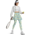 thumbnail image 5 of COEQINE Women High Waist Yoga Skirted Legging with Pockets Yellow Polka Dots Pattern Elastic Breathable Tennis Skirts with Leggings for Women Comfy Golf Pickleball Leggings, XL, 5 of 7
