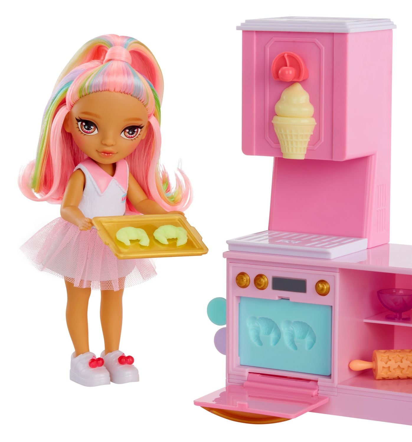 Rainbow High Littles Dessert Shop Playset + Small Doll (Pink 5.5”)