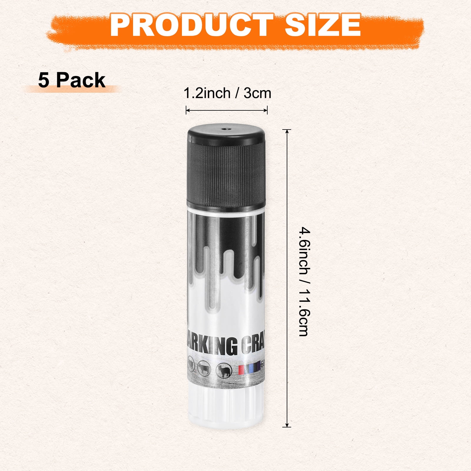 Uxcell 5-Pack Livestock Marker, 11.6 cm/4.6 Inches Medium Animal Crayons for Pig/Cattle/Cow/Sheep Supplies [Black]