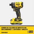 thumbnail image 3 of Kit Atornillador Impacto Inalambrico Brushless 20 V Stanley SBI810D2K, 3 of 6