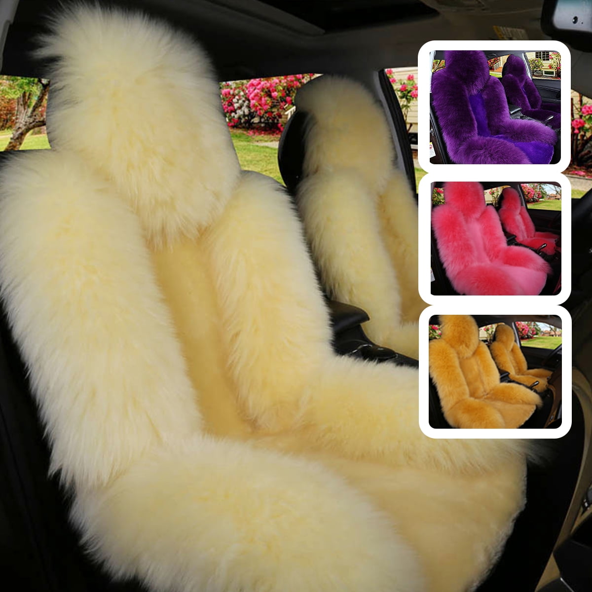1pcs Universal 5 Seats Auto Car Seat Cover Wool Warm Sheepskin Fur