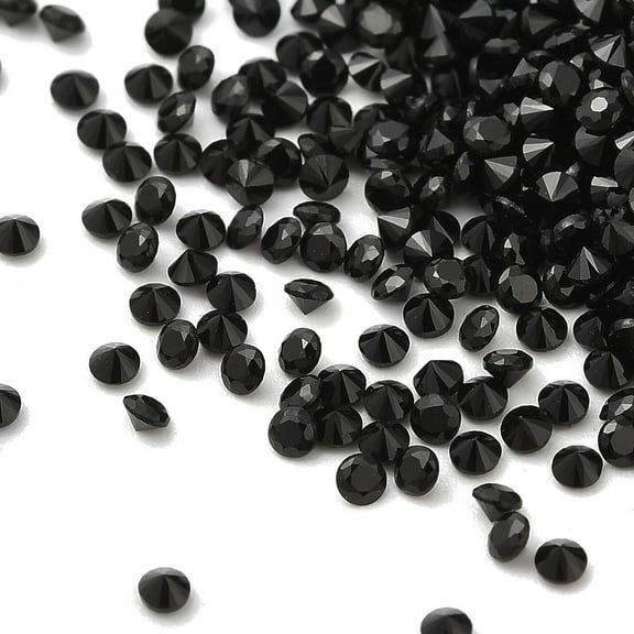 1000pcs Cubic Zirconia Cabochons Faceted Black 1.5x1mm
