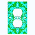 thumbnail image 2 of Metal Light Switch Plate Cover Neon Green Teal Tile Mandala Flower Pattern MDL039, 2 of 13