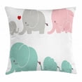 thumbnail image 1 of Nursery Throw Pillow Cushion Cover, Family Love Theme Cute Sweet Elephants Mother's Day Theme Baby Children, Decorative Square Accent Pillow Case, 18 X 18 Inches, Seafoam Pale Pink Gray, by Ambesonne, 1 of 2