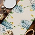 thumbnail image 2 of White Blue Pumpkin Cotton Linen Table Runner, Washable Table Runners for Kitchen, Dining Room, Holiday, Home Party Table Decor, 13x36 Inches, 2 of 9