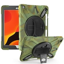 Dteck Case For Apple iPad 10.2" 8th Generation 2020 Released,Shockproof Armor Rugged Rubber Hard Back Heavy Duty Protective Hard Strap Kickstand iPad 7th Gen 10.2" 2019 Cover,Armygreen
