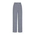 thumbnail image 7 of Zpanxa Resort Plaid Pants for Women Straight Wide Leg Oversized Check Featherlight Linen for Vacation and Summer Outings Navy S, 7 of 7