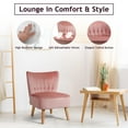 thumbnail image 5 of Giantex Set of 2 Armless Accent Chair, Wingback Velvet Sofa Chair w/Wood Legs & Thick Padded Seat, Upholstered Leisure Club Chair, Pink, 5 of 8