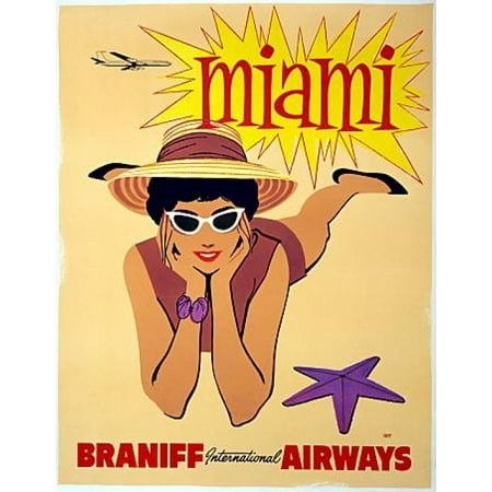 Miami Braniff International Airways Travel Canvas Art - (18 x 24)