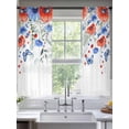 thumbnail image 2 of Red Blue Flowers Sheer Curtains 63 Inch Length 2 Panels for Living Room, Spring Floral Elegant Pastoral Watercolor Voile Kitchen Curtain Set, Luxury Privacy Drapes Window Treatment for Bedroom, 2 of 7