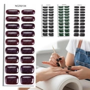 Semi Cured Gel Nail Strips UV/LED Nails, Gel Nail Stickers Dark Semi Cured Gel Nail Strips, Holographic, Chrome, Nails Art Design Decoration Accessories - Color D