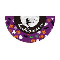 BNNG 3 x 1.5 Feet Halloween Flag Bunting Pleated Half Fan Flag Hanging Banner Outdoor Outside with Canvas Header and Metal Grommet for Holiday Yard Decorations Party Props