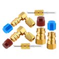 thumbnail image 1 of Adaptateur de Conversion Réfrigérant R12 à R134A avec Filetage SAE 1/4 Pouces, Raccords Mâles Haute/basse Pression, Adaptateurs 90°, Outils de Valve - Construction en Cuivre et Aluminium pour une Fermeture Sécurisée et Facile, 1 of 6