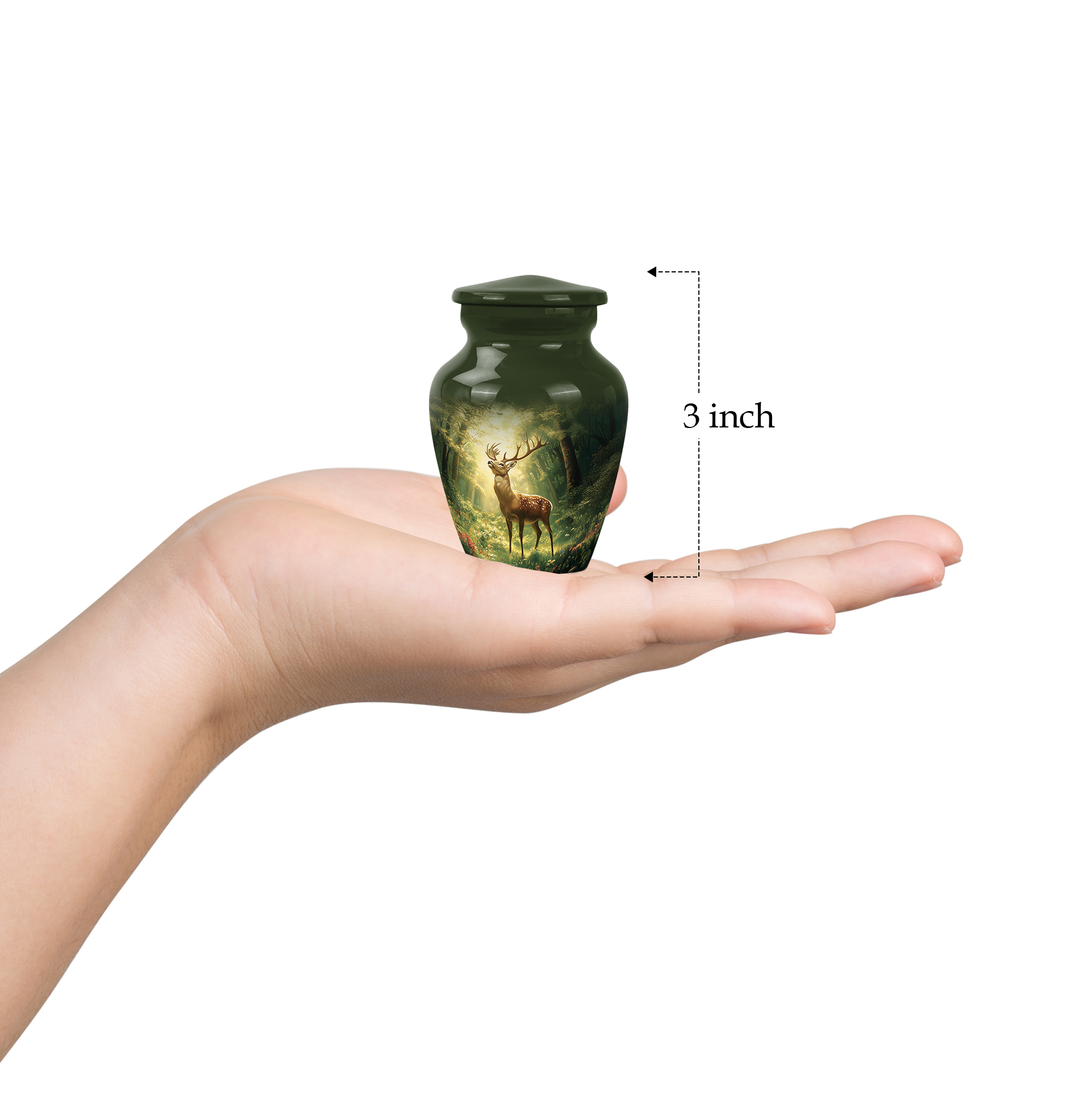 MUKTIVE Deer Burial Urns for Human Ashes Adult Man & Women - Small Keepsake Urns for Human for Husband & Wife - Cremation Urn for Adult Male - Remembrance for Mom & Dad - 3 Inch