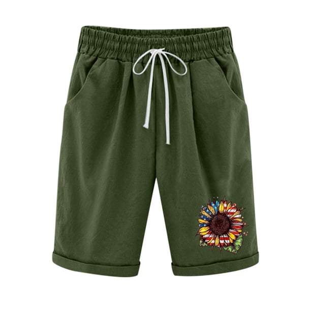 Mujeres Pantalones Cortos Casual Estampado Elástico de la Cintura Medio Pantalones Cortos, Casual con Bolsillos para el Uso Diario