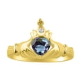 thumbnail image 1 of RYLOS Rings 14K Yellow Gold Claddah Love, Loyalty & Friendship Ring Heart 6MM Gemstone & Diamond Claddagh Rings June Alexandrite Jewelry Size 5, 1 of 7