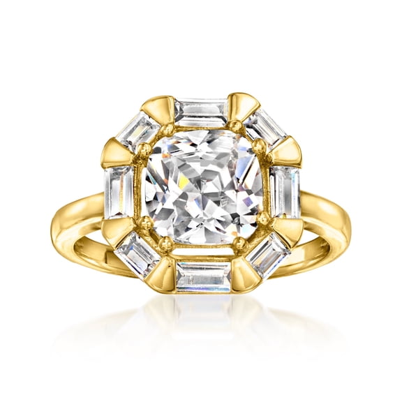 Ross-Simons 14kt Yellow Gold-Plated Ring With 3.70 ct. t.w. Czs, Women's, Adult